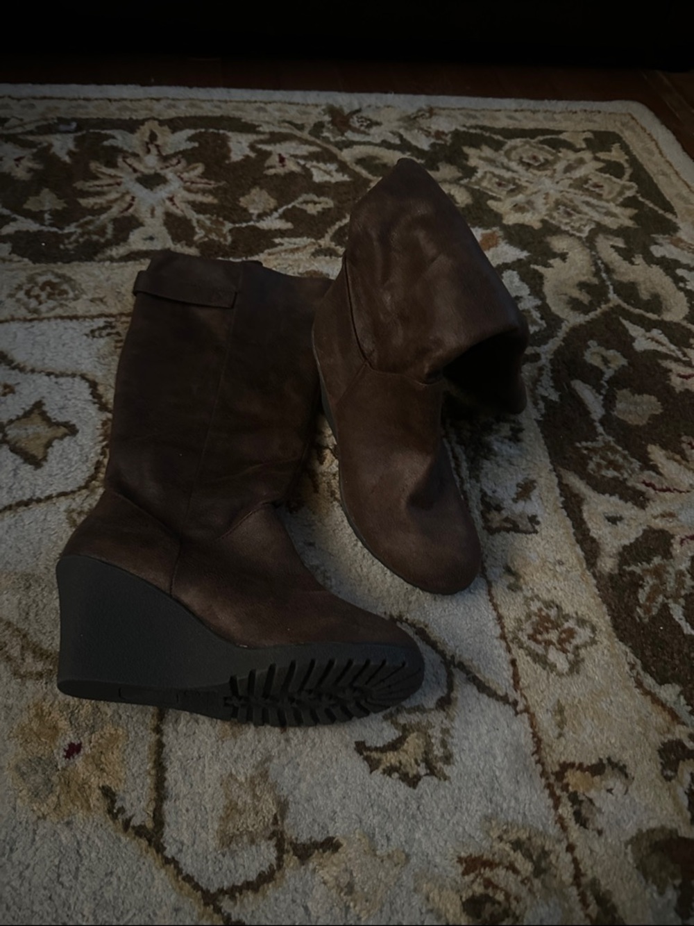 a.n.a Brown Suede Wedge Knee-High Boots